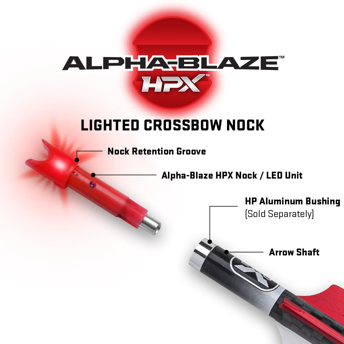Alpha-Blaze HPX Red Lighted Nock 3 Pack