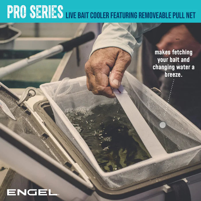 Engel 19Qt Live Bait Pro Cooler with AP3 Rechargeable Aerator & Stainless Hardware