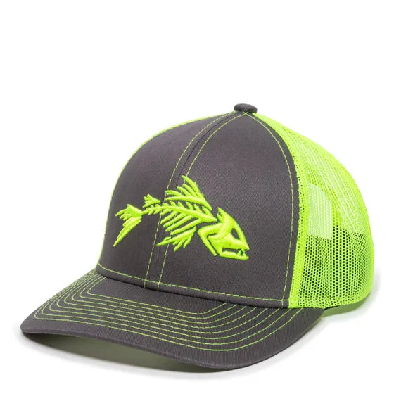 Bone Fish Hat Fluorescent Green Mesh