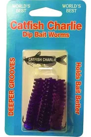 Catfish Charlie Dip Bait Worms Purple